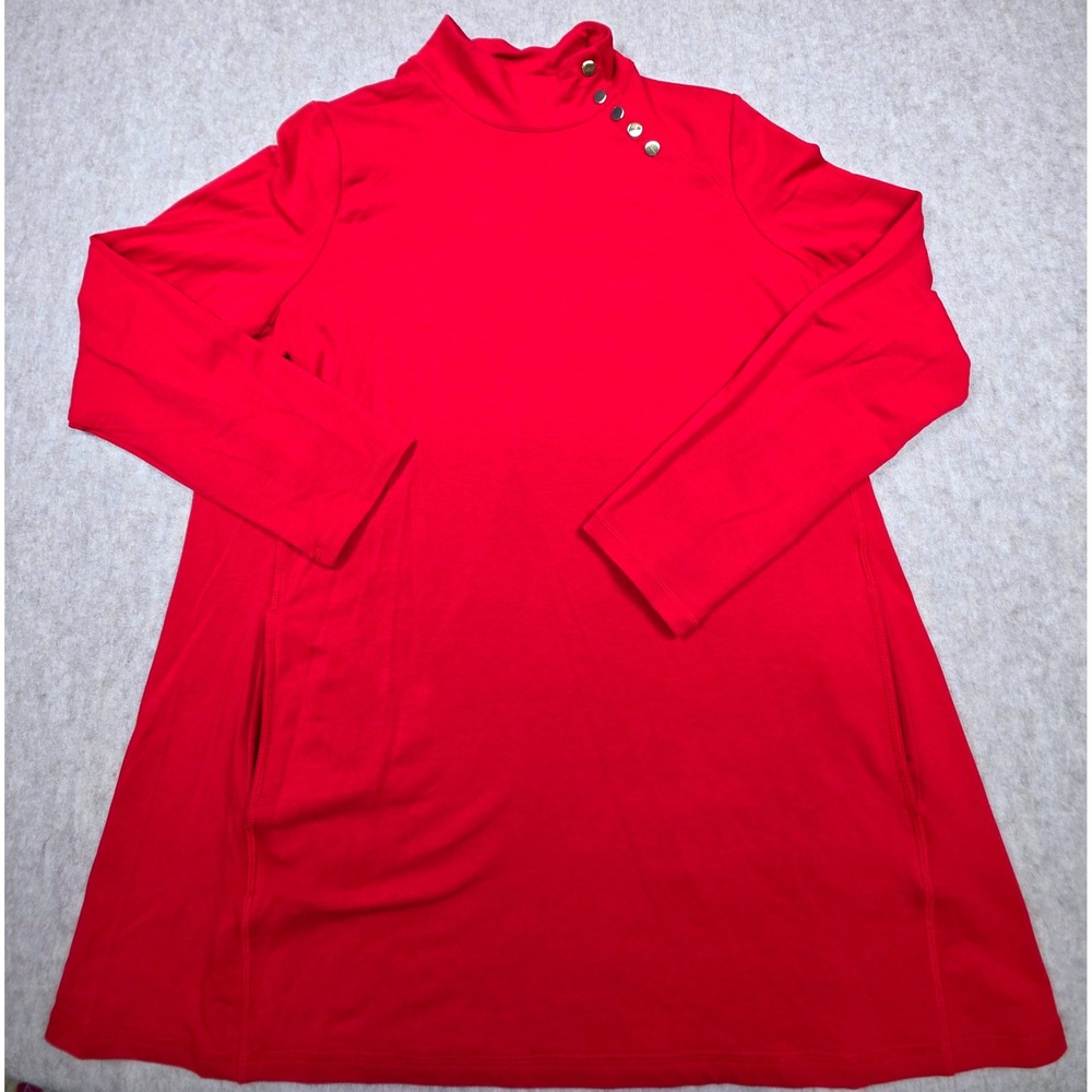 Susan Graver Weekend Red Tunic with Gold Buttons, Pockets Size‎ Large